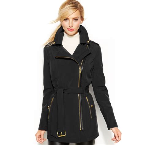 michael kors mixed media coat black|michael kors women's down coat.